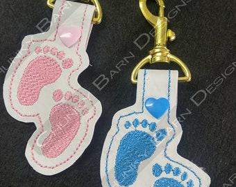 Nos encanta la huella género revelan Baby shower presente regalo inspiración bordado diseño digital para 4x4 aro llavero