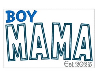 MAMA Boy, aplique, curvo, establecido, PES, Archivo de diseño digital de bordado, Svg, archivo de corte, casero, bebé onesie, regalo, Navidad, CBD