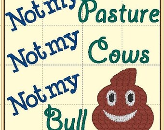 Diseño de archivo de bordado con excremento de toro o vaca de mi pasto, para usar en papel higiénico, alfombrilla para taza, bolso o toalla.