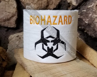 BIOHAZARD papel higiénico bordado diseño digital para baño de aro 4x4