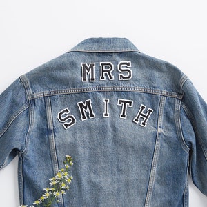 MRS Custom Personalised Set - Embroidered Iron On Patch Letters - Black - Wedding - price per piece