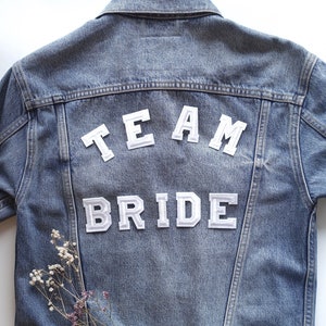Team Bride Set - Embroidered Iron On Patch Letters - White - Wedding - DIY