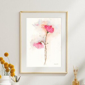 Watercolor Poppy Painting | Minimalist Floral Wall Art Prints | Red Poppy Flower Decor | Botanical Artwork for Living Room, Bedroom, Office