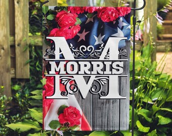 Monogram 4th of July Garden Flag, Patriotic Monogram Garden Flag, 4th of July Farmhouse Decor, Yard Decor, Independence day Outdoor Decor