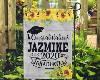 Personalized Sunflower Graduation Garden Flag: Class of 2020