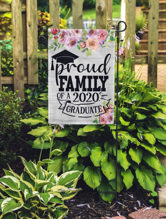 Proud Family of a Graduate Garden Flag: Floral Graduation Decor