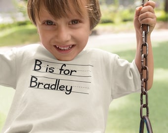 Camiseta Personalizada con Alfabeto para Niños - Camiseta Escolar Personalizada con Nombre - Camiseta Personalizada para Niños y Niñas