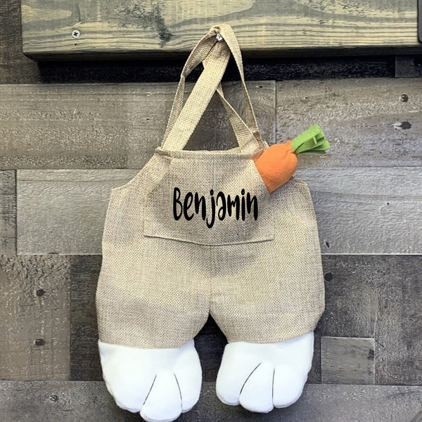 Personalized Easter Bunny Tote Bag, Vintage Bunny Bag, Eggs Hunt Bags, Linen Vintage Easter Bag, Custom Easter basket, First Easter bag .