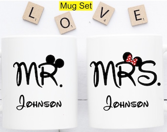 Mr Mrs Mickey Mug Set, Disney Wedding Mugs, Disney Couple Mug Set, Mr Mickey & Mrs Minnie paar verjaardag mokken, Mickey Valentine's,