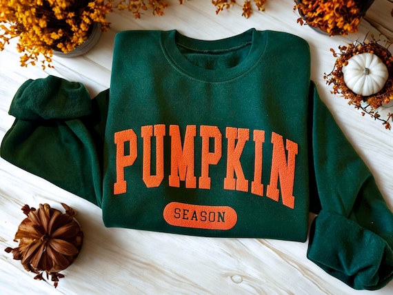 Fall Crewneck Sweatshirt – Embossed Pumpkin Season Sweater – Cozy Autumn Pumpkin Spice Pullover
