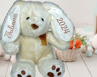 Gepersonaliseerde paashaas, gepersonaliseerd babycadeau, gepersonaliseerde knuffel, pluche konijn, babyshower, pasgeboren cadeau, paashaas 2024