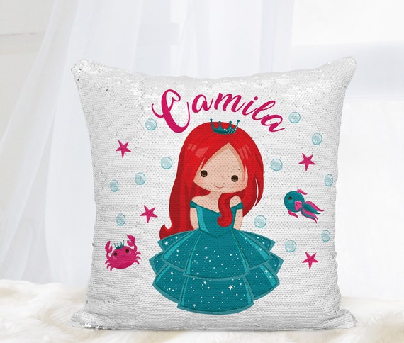 little mermaid sequin pillow