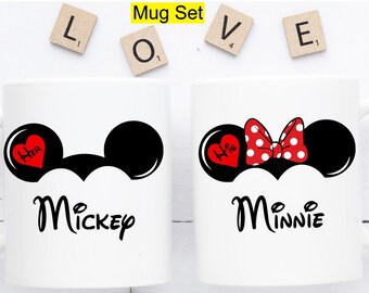 Zijn Mickey Couple Mickie Hare Minnie beker Set, Valentijnsdag paar geschenk, mokken, Matching zijn en hare mokken, Mickey liefhebbers mok Set