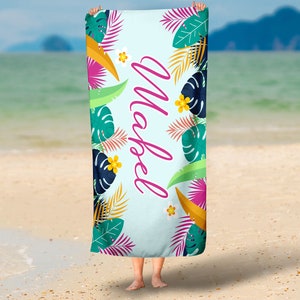 Personalized Tropical Beach Towel: Bachelorette Vacation Gift