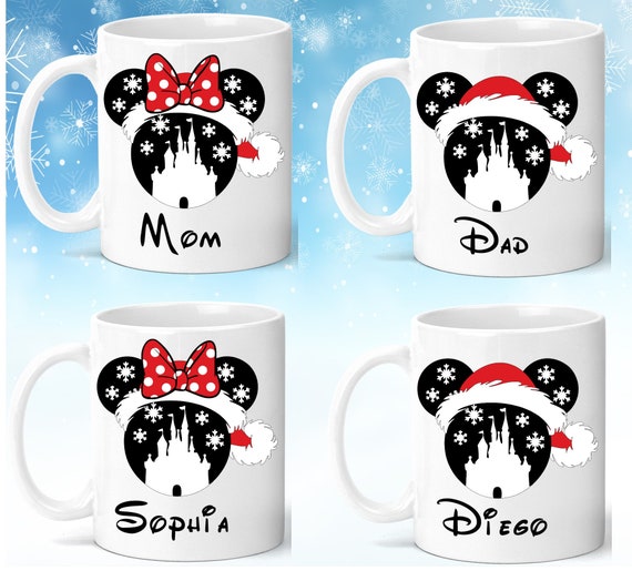 Personalized Christmas Mickey and Minnie santa Mug family Set