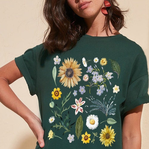 Botanical Shirt Wildflowers Shirt Floral Graphic Plant - Etsy