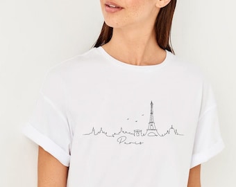 Paris T-shirt, Eiffel Tower T-Shirt, Travel Clothing, Women's Paris T-Shirt, Paris Tees, Paris Skyline, Gift for her Paris, Christmas Gift