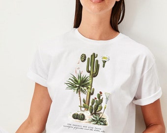 Vintage Inspired Botanical Tee, Desert Tee, Western Graphic Tee,  Cactus Tee Shirt, Desert Shirt, Arizona, Vintage Cactus T Shirt, Aloe