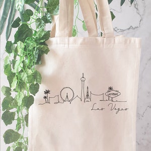Las Vegas Skyline Tote Bag, Cotton Canvas Bag, Travel Tote Bag, Market Bag, Travel Bag, Travel Gift, Souvenir