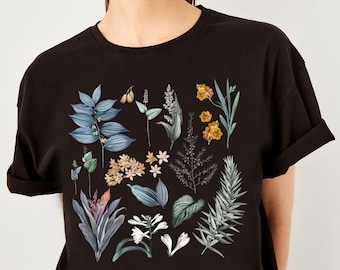 Botanische Shirt, Vintage T-shirt, Bloem T-Shirt, Vintage Botanische, Botanische Print, Vintage Bloem Shirt, Grafisch Tshirt, Wilde bloem, Tee