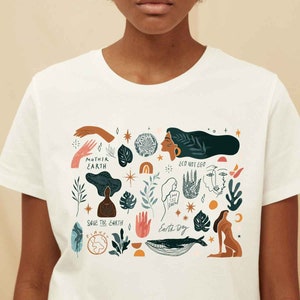 Save The Earth Tshirt, Earth Day Shirt, Mother Earth, Eco Hippie, Doodles, Tree Hugger, Ecology Cute Gift, Environmentalist, Eco Not Ego Boho Tee