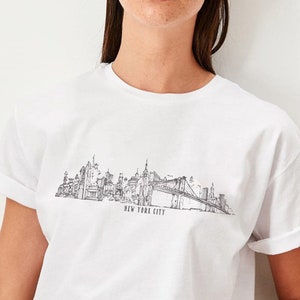Koszulka New York, Koszulka New York, Vintage, Koszulka NY, Panorama Nowego Jorku, Koszulka graficzna Tumblr, Koszulka NYC, Kochanek, Most Brookliński, UNISEX