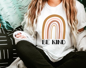 Be Kind Shirt, Women's Graphic Tees, Rainbow Shirt, Be Kind T-Shirt,  Bee Kind Tee, Inspirational Shirt, Abstract Rainbow Tee, Boho Tshirt