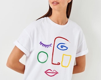 Abstract Face Line Drawing, Pablo Picasso Shirt, Cubism T-Shirt, Art Gift, Painting Shirt, Impressionism, Artist Shirt, Unisex Tee Shirt