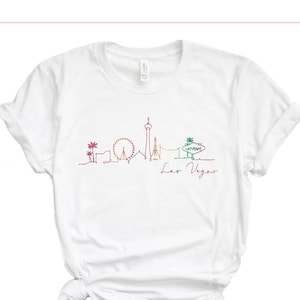Camisa de Las Vegas, camiseta skyline de Las Vegas, camisa arco iris, camisa LGQBT Pride, despedida de soltera de Las Vegas, boda en Las Vegas, viaje de chicas de Las Vegas, recuerdo