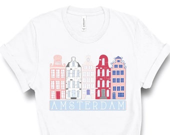 Amsterdam Shirt, Amsterdam Dutch Houses, Amsterdam Netherlands, Amsterdam T Shirt, Netherlands T-Shirt, Netherlands Shirt, Amsterdam Gift