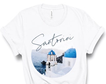 Santorini Greece T-Shirt Santorini Tee Souvenir Gift for her Greece Shirt Greek Islands Tee Santorini Honeymoon Shirt Summer Tee