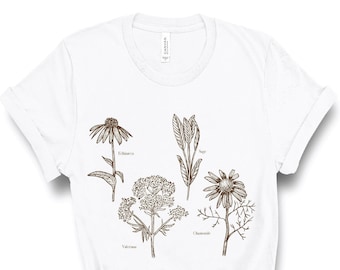 【IFYOUWANT】REVERSE FLOWER T-shirt Vintage Floral T Shirts for Women Boho Wildflower Graphic
