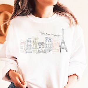 Paris Sweatshirt, Eiffel Tower Sweatshirt, Paris Skyline, France Travel Sweatshirt, Paris Shirt For Women, Gift For Her Paris, Francophile