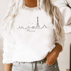 Paris Sweatshirt Paris Skyline Shirt Paris France Shirts Paris Crewneck Pullover Travel Womens Apparel Parisian Francophile Gift For Her