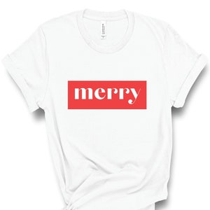 Merry Shirt, Christmas Party Tshirt,Cute Christmas Shirt For Women,Holiday T-shirt,Merry Christmas Shirt,Red Block,Christmas Tee,Festive Tee