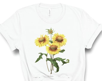 Camisa de girasol, camisa botánica, regalos de girasol, girasol vintage, camisa de plantas, camiseta de flores silvestres, camiseta botánica vintage, camiseta de Tumblr
