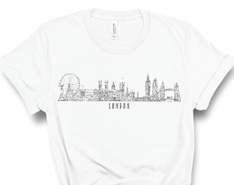 London Shirt, London Tshirt London Skyline Shirt, Bridge, Big Ben, London Eye, England, I love London, Travel Shirt, Gift Souvenir, UNISEX