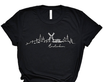 Amsterdam Skyline Shirt, Amsterdam Shirt, Amsterdam Netherlands, Amsterdam T Shirt, Netherlands T-Shirt, Netherlands Shirt, Amsterdam Gift