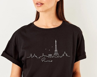 Paris T-shirt, Eiffel Tower T-Shirt, Paris Tees, Paris Skyline, Gift For Her, Travel Clothing T-Shirt, Women's Paris T-Shirt, France, UNISEX