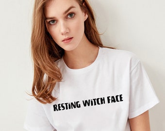 Cara de bruja en reposo, camisa de Halloween, camiseta de Halloween para mujeres, linda camisa de Halloween, atuendo de fiesta de Halloween, camiseta de Halloween para maestros