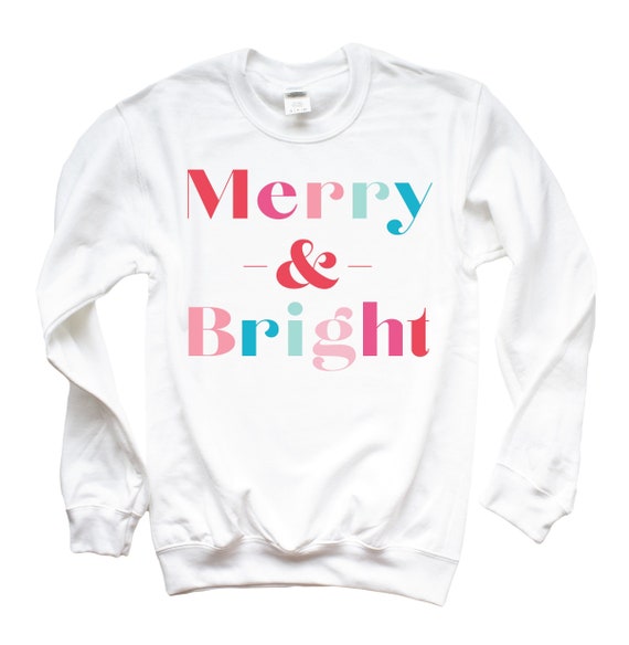 Merry and Bright Pastel Colorful Christmas Holiday Sweatshirt