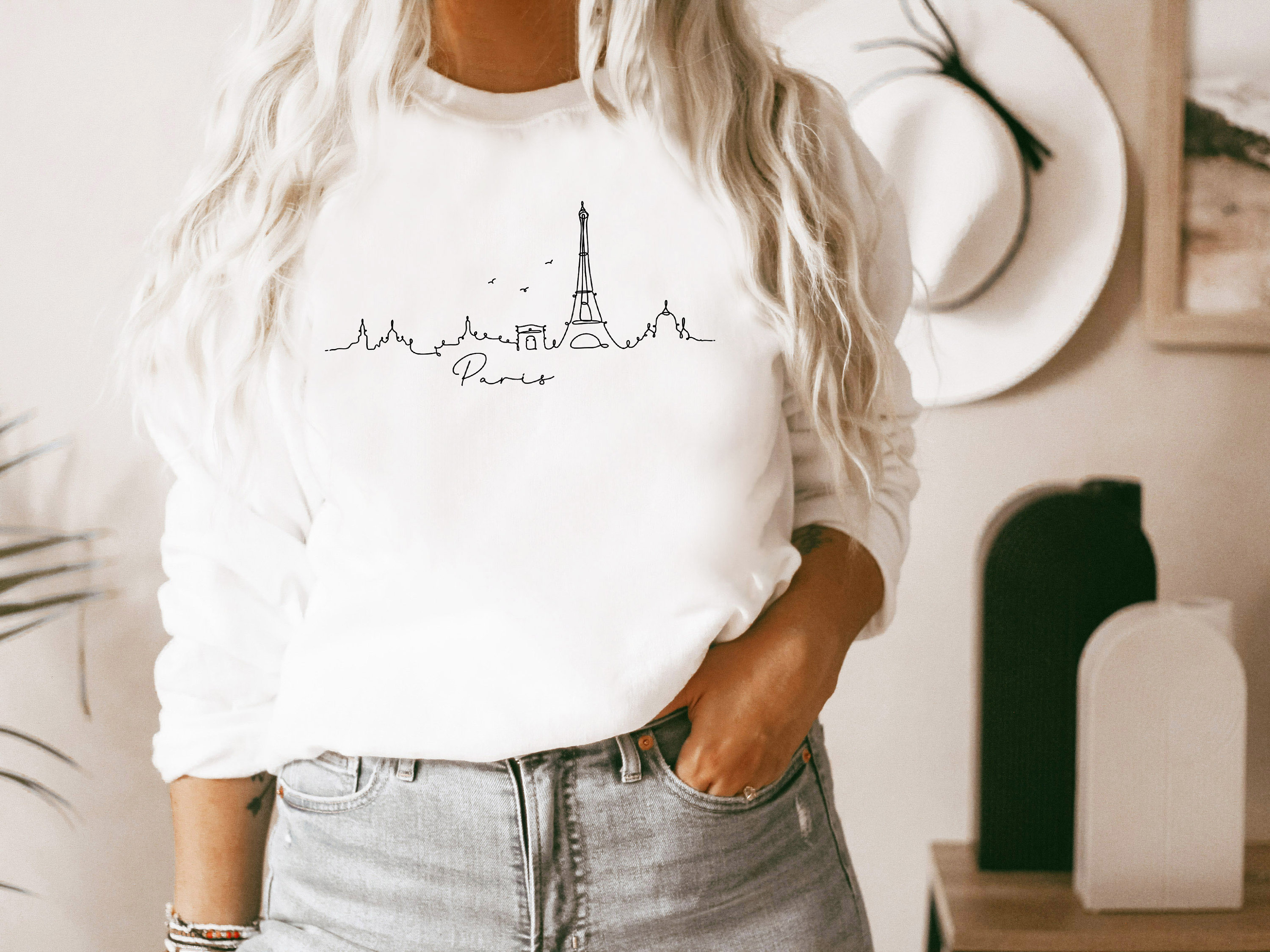 Paris Sweatshirt Paris Skyline Shirt Paris France Shirts Paris Crewneck Pullover Travel Womens Apparel Parisian Francophile Gift For Her