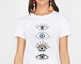 Camiseta Evil Eye, camiseta unisex Evil Eye, camiseta Hamsa Eye, camiseta Eye, camiseta gráfica Minimal Eye, regalo Evil Eye, camisa griega turca Evil Eye