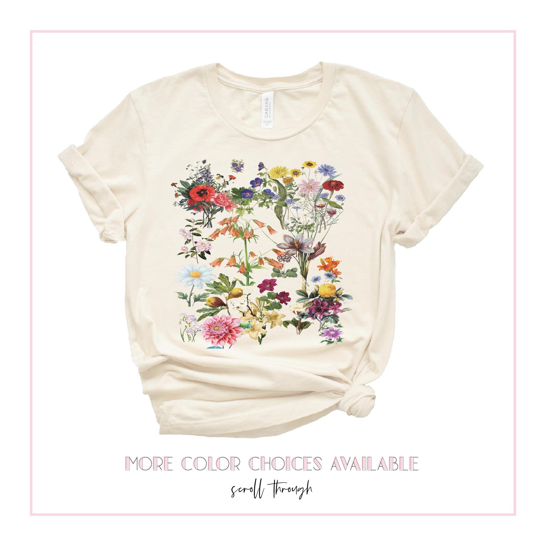 Botanical Shirt Vintage Inspired Botanical Tee Wildflowers Womens