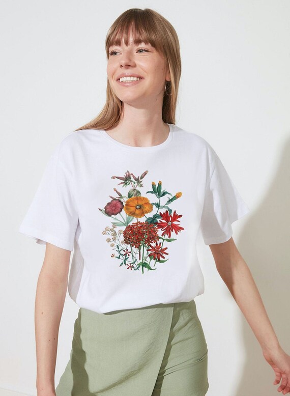 Chemise avec herbes pour femme, joli Tee-Shirt avec des herbes