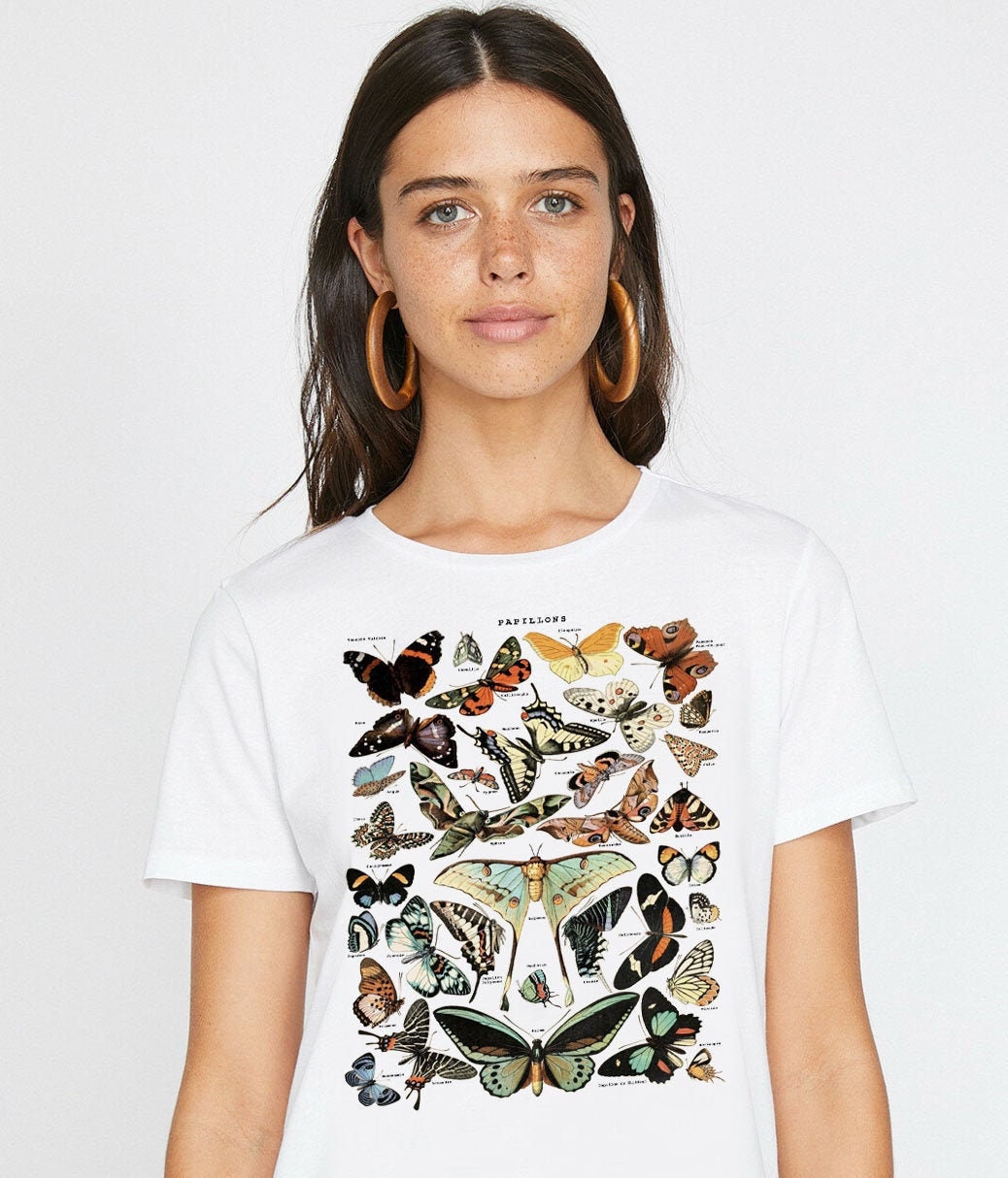 Butterfly T-shirt Vintage T-shirt Botanical T-shirt - Etsy