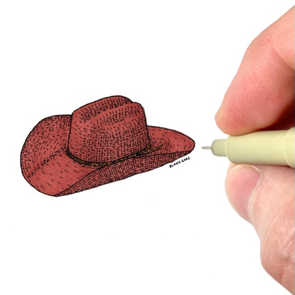 Cowboy Hat Art Print | Western Artwork | Cowboy Aesthetic | Cowboy Illustration | Rural Art | Miniature Art