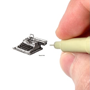 Tiny Vintage Typewriter Art Print | Literary Aesthetic | Book Lovers | Miniature Artwork