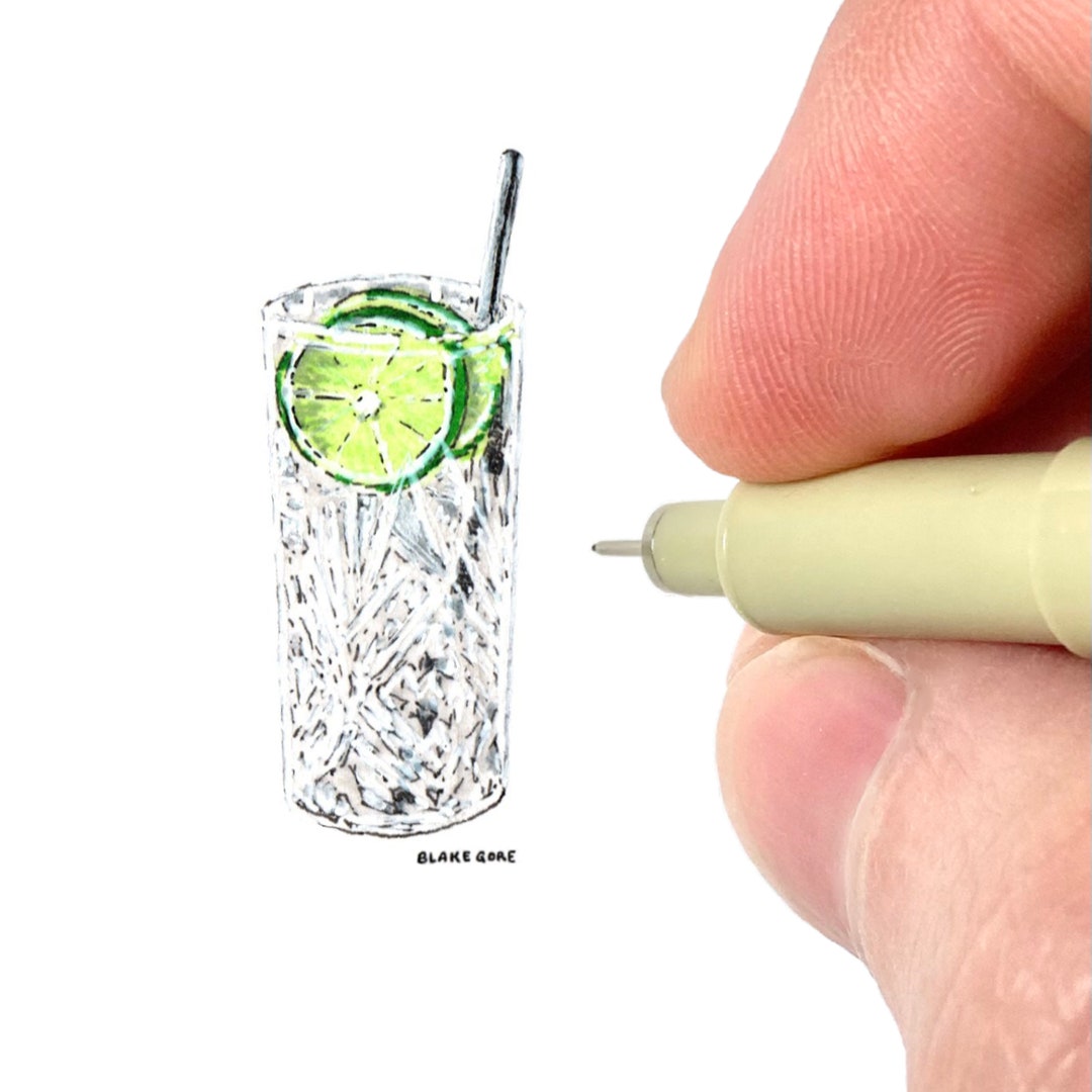 Gin and Tonic Art Print Cocktail Illustration Bar Artwork Bart Cart