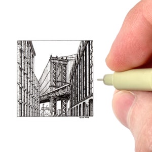 Manhattan Bridge Art Print | New York City Illustration | Brooklyn Artwork | Architecture Aesthetic